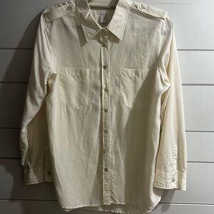 Chicos Womens Modal Cotton Long Sleeve Blouse Size 1 Medium Ivory